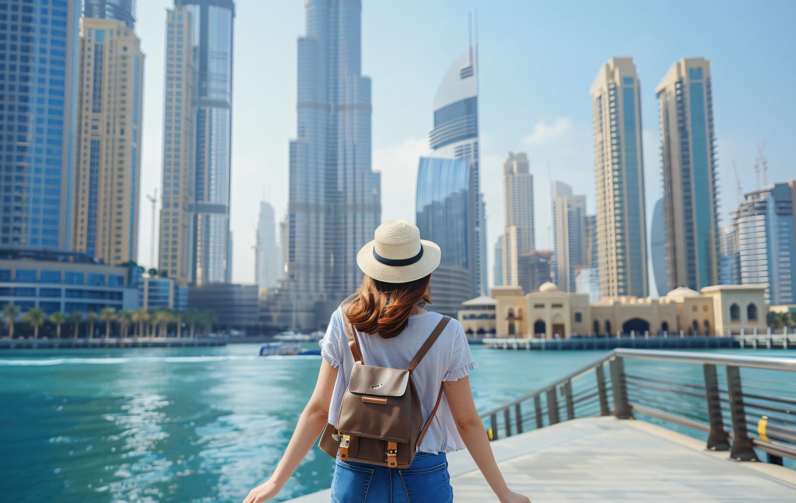 portrait woman visiting luxurious city dubai scaled